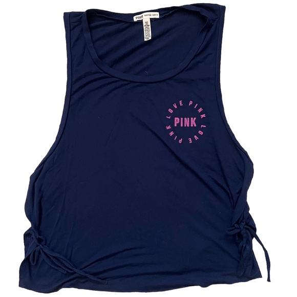 PINK Victoria's Secret Blue Tank Top with Pink Logo - Picture 4 of 6